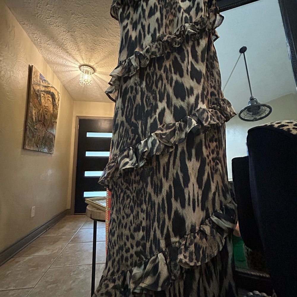 New w/tags Nasty Gal Animal Tiered ruffle chiffon maxi dress